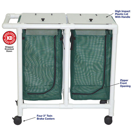 MJM INTERNAITONAL Double Bag Hamper, Standard Mesh - F.Green 214-D-SM-FG